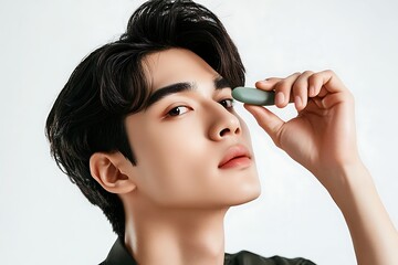 Obraz premium Young woman with a Gua Sha Stone