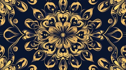 Opulent Golden Mandala: A Symphony of Intricate Floral Designs