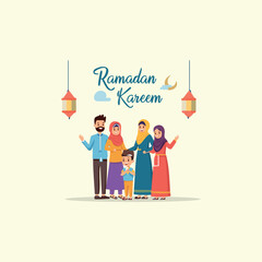 Ramadan kareem family greeting background.