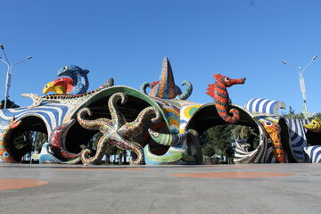 Octopus mosaic cafe in Batumi, where the Soviet film 