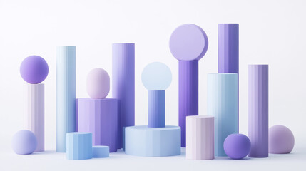 Colorful 3D cylindrical shapes, abstract geometric design for modern art, business and data concepts. Generative AI
