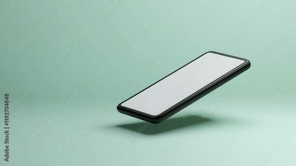 Poster modern smartphone with blank screen isolated on soft gradient background casting subtle shadows for 