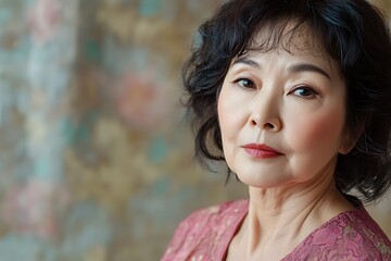 Fototapeta premium Close-Up of an Elderly Asian Lady