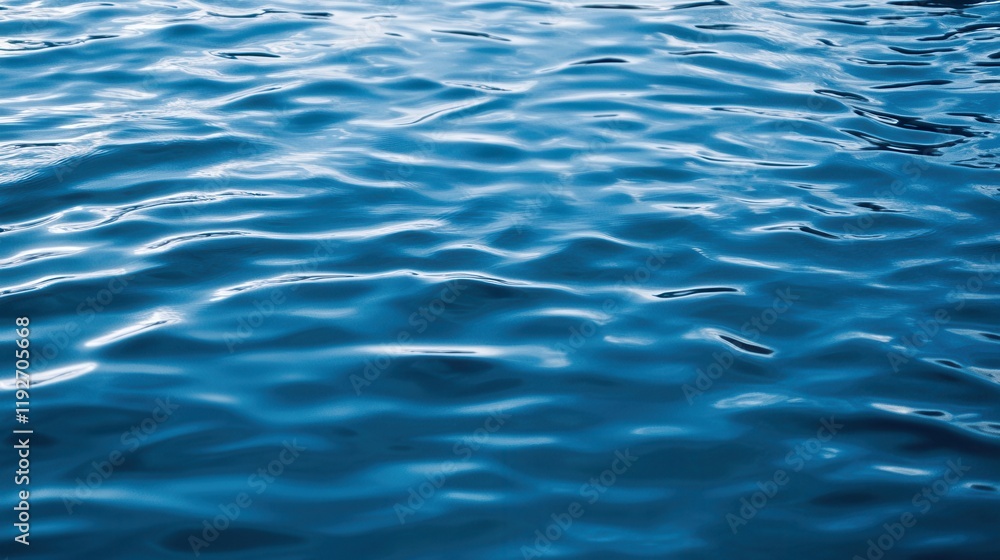 Poster organic waves of royal blue textile with reflective surface creating dynamic light and shadow play i