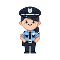 beautiful police woman cartoon in white background