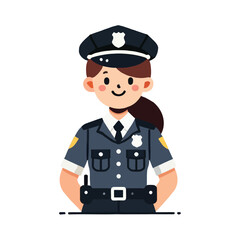 Illustration of a smiling female police officer in white background