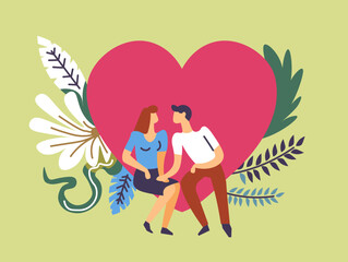 Couple Sitting With Giant Heart