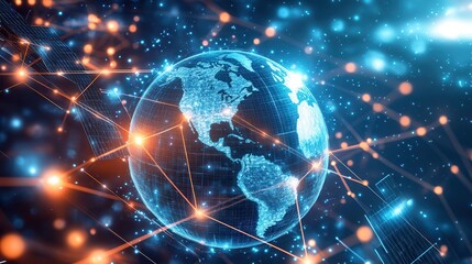 Earth and Solar Panels on a Bright Background