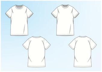 Crew neck SS Tee in editable vector file. Apparel clothing Mock-up.