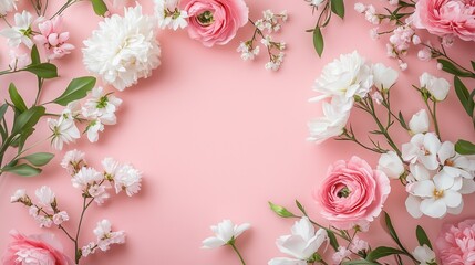 A frame of pink cherry blossoms evokes the beauty of spring's floral bloom