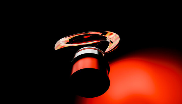 Illustration, abstract red and black background with a glossy, swirling design evoking a sense of movement
