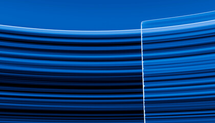 Illustration, Abstract curved lines of blue shades creating a graphical wave pattern.