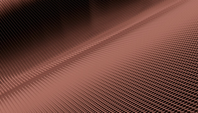 Illustration, Textured brown mesh pattern extending into the horizon with a rhythmic, undulating design.