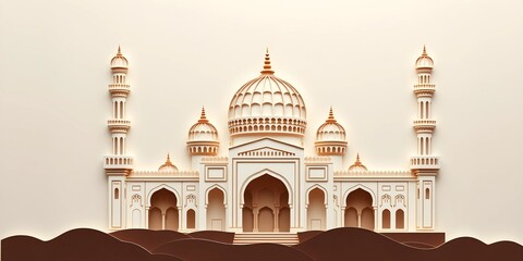 Obraz premium Layered Paper Mosque Artwork with High-Quality Details and Calm Vibes
