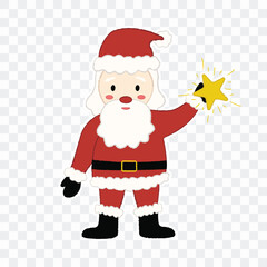 Cute Santa Claus with star sticker, vector
