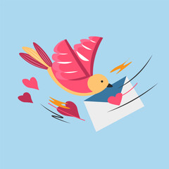 Flying Bird Carrying Envelope Vector