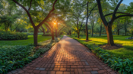 A Panoramic View of a Beautiful City Park