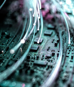 Fibre optics carrying data at speed to a computer