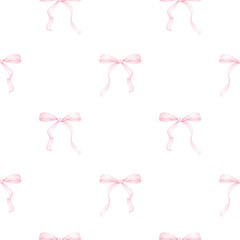 cute pink bows. Watercolor seamless pattern for children's textiles and wrapping paper