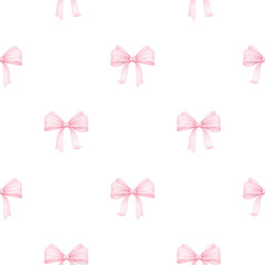 cute pink bows. Watercolor seamless pattern for children's textiles and wrapping paper