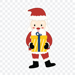 Cute Santa Claus with present sticker, vector