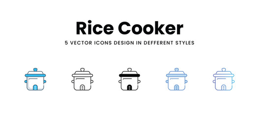 Rice Cooker icons in different style vector stock illustration