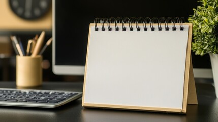 Blank Desktop Calendar Mockup:  Organize Your Day, Modern Workspace