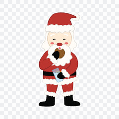 Cute Santa Claus with cookie and milk sticker, vector