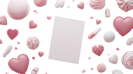 Pink Hearts and Sweets Dessert Art