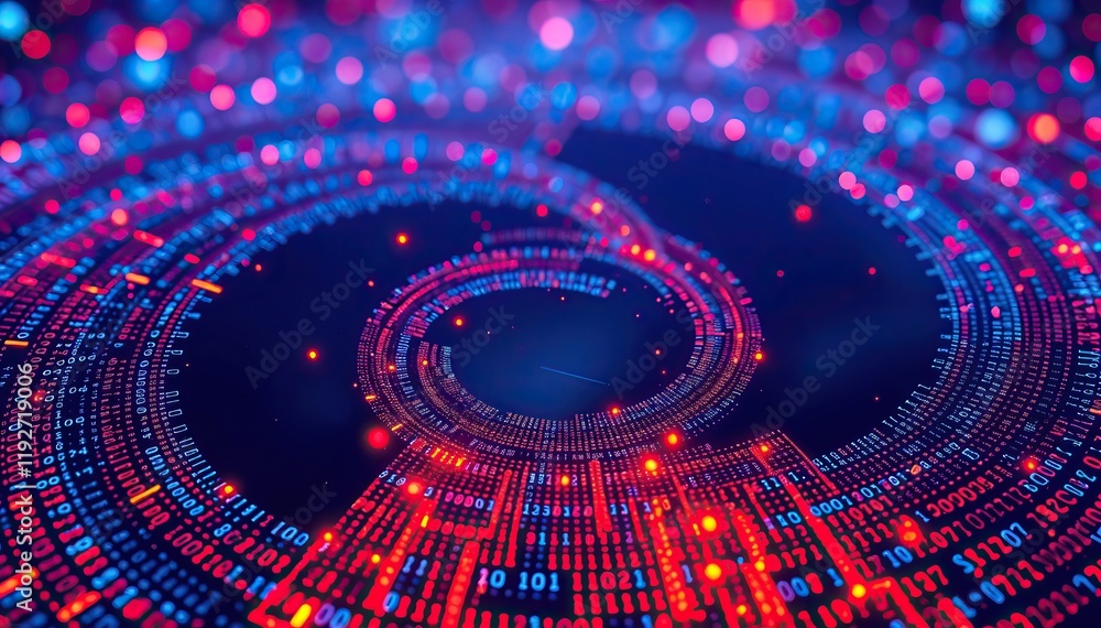 Aufkleber Abstract futuristic tech background with swirling matrix codes and data streams