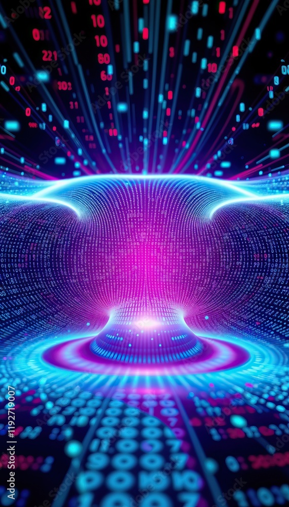 Poster Abstract Futuristic Tech Background Matrix Codes and Glowing Energy