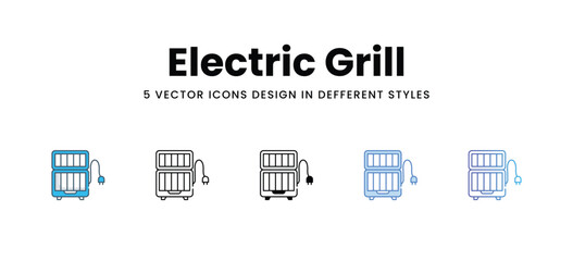 Electric Grill icons in different style vector stock illustration