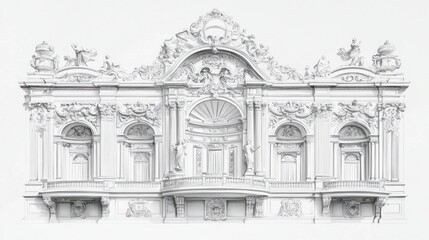 Architectural Facade: A Baroque Masterpiece in White