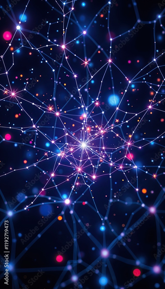 Fototapete futuristic ai neural network glowing nodes and connections abstract digital technology background