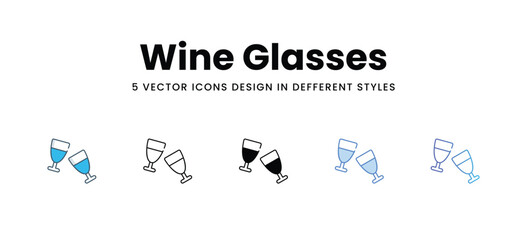 Wine Glasses icons in different style vector stock illustration