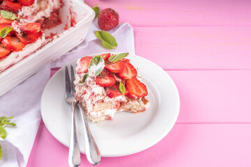 Summer strawberry tiramisu dessert