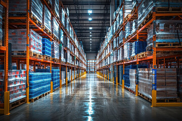 Fototapeta premium Cold Storage Warehouse with Refrigerated Racks