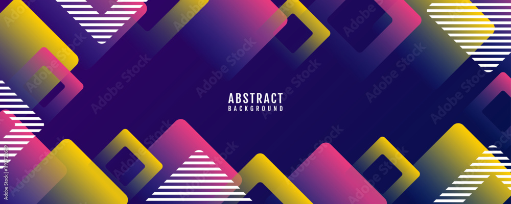 Wall mural 3d yellow pink abstract background overlap layer on dark space with squares effect decoration. moder