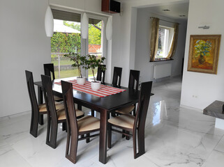 modern luxury dining room interior, 3d render
