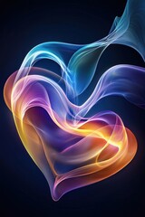 Naklejka premium Abstract Heart with Colorful Light Waves