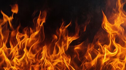 Intense orange flames against dark background