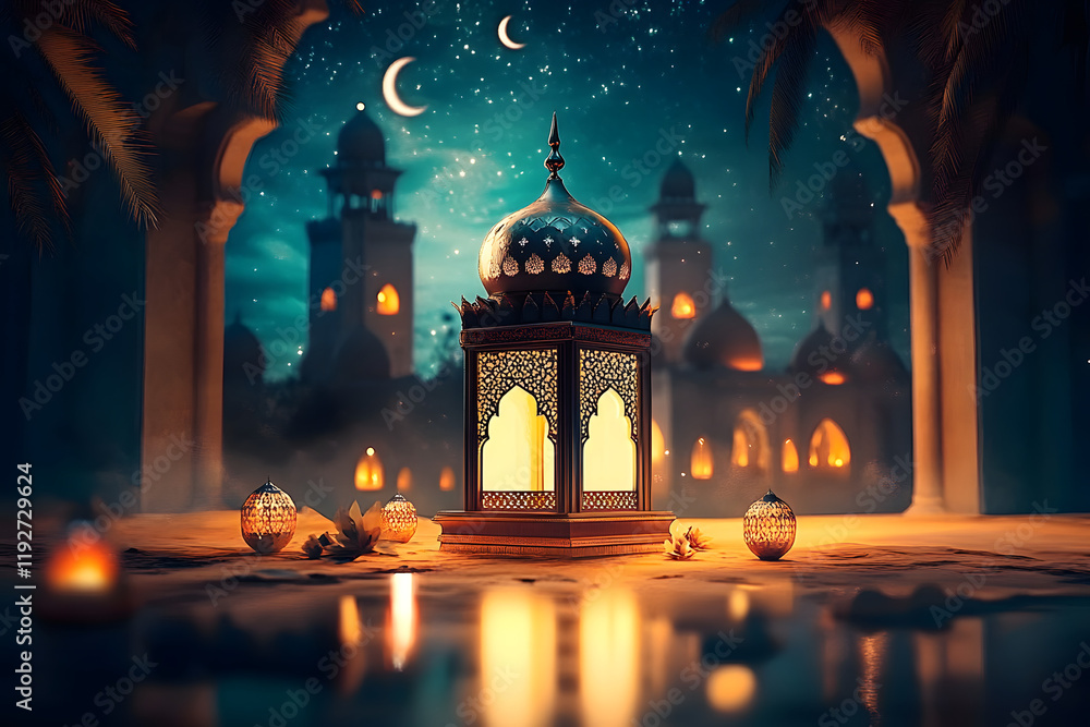 Poster ramadan background 3d rendering. generative ai