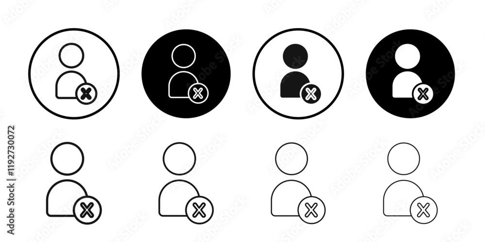 Poster delete user icon isolated flat vector in outline