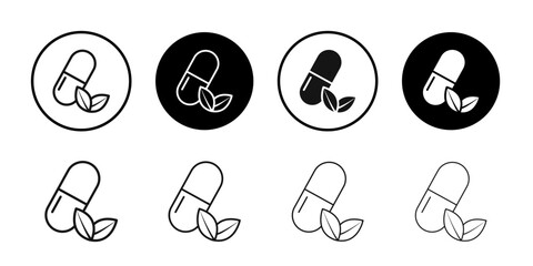 Herbal capsule icon Isolated flat vector in outline