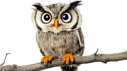 Fototapeta premium A cute owl is perched on a branch, looking at the camera with its big eyes. generated using AI