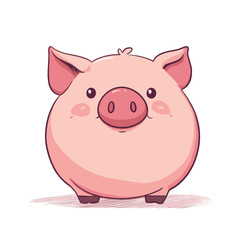 Adorable pig illustration, small legs, pointed ears, plain background.