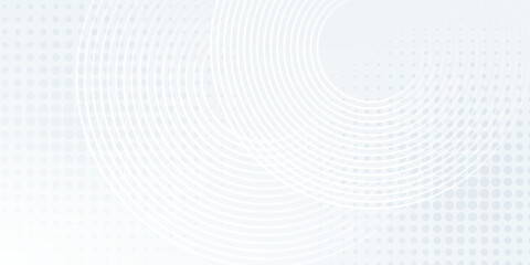 Naklejka premium White abstract background. Modern circle lines pattern. Futuristic concept. Minimal geometric design.