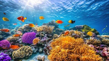 Fototapeta premium Vibrant Coral Reef Ecosystem: Underwater Paradise