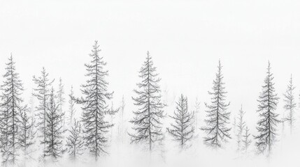 Fototapeta premium Misty Forest: A Monochromatic Winter Scene