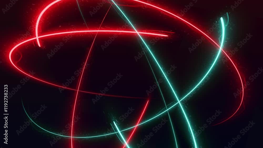 Aufkleber abstract video of intersecting lines of red and green colors. the lines glow, creating a glow or neo
